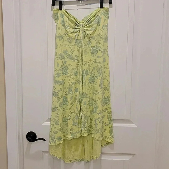 Patagonia Dress Halter Neck Tie Green Floral Size Medium - Picture 6 of 6